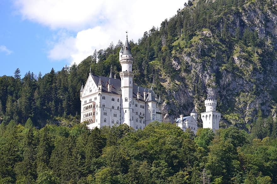 borg, kristin, neuschwanstein slott, Füssen, Allgäu, fe slott, Tyskland, bavaria, arkitektur, bygning, historisk