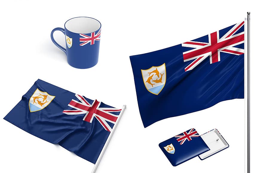 anguilla, beroende, flagga, nationalitet, kopp, design, Land