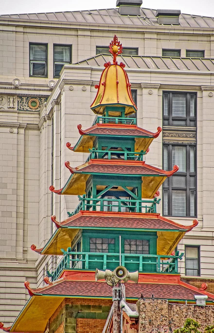 pagoda, architektura, San Francisco, budova, kultur, slavné místo, exteriér budovy, křesťanství, Dějiny, vícebarevné, dekorace