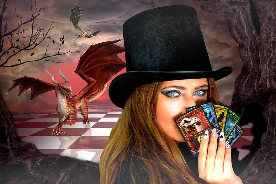 Women, Hat, Fantasy, Creatures, Monsters Beasts, Dragon, Mythology, Beauty, Mystery Gothic, Look, Blue Eyes