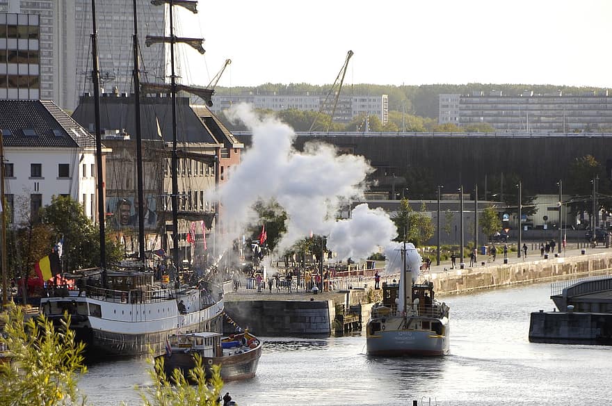 Antwerpen, belgien, Havn, flod, skib, både, damp, historisk, kaj, havn, nautiske fartøj