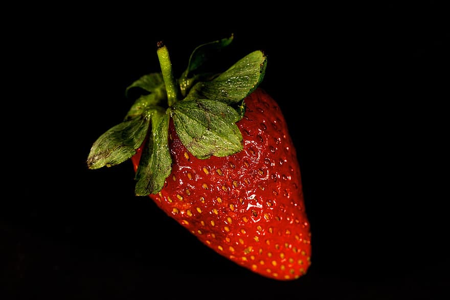 jordbær, frugt, sød, friskhed, tæt på, mad, natur, sund kost, moden, blad, sødt mad