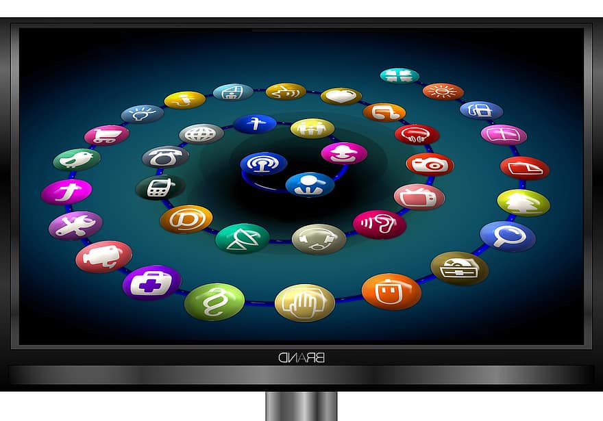 Social Network, Icons, Logos, Monitor, Spiral, Networks, Internet, Network, Social, Logo, Facebook