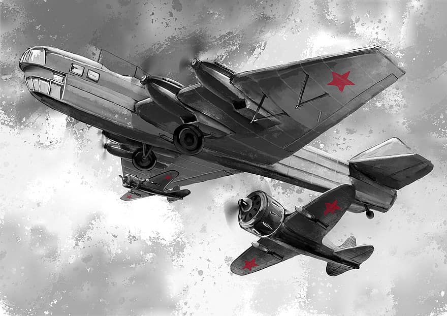 seiersdag, krigsfly, Fly Victory, transportøren, flygning, fly i himmelen, sovjetiske fly, 9maâ, mai 9, himmel, seier
