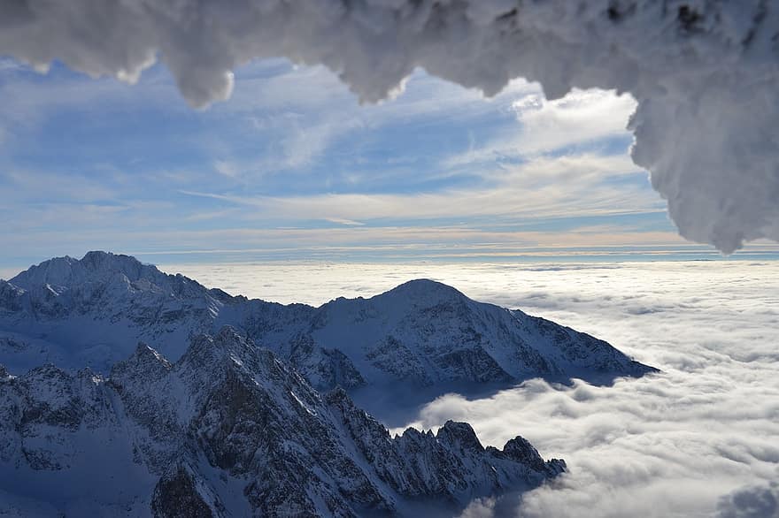 montagne, la neve, mare di nuvole, montagne di neve, nuvole, cielo, paesaggio di montagna, Monti Tatra, paesaggio