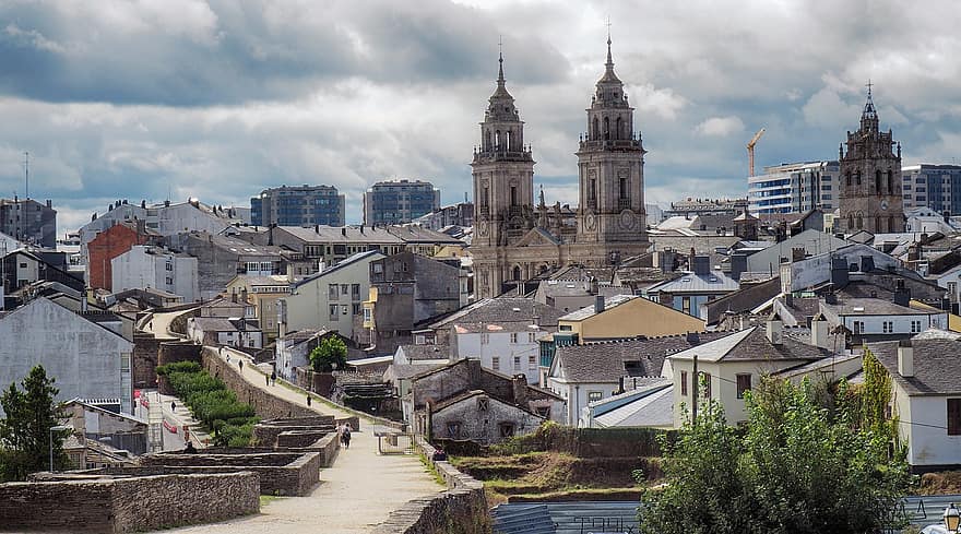 Lugo, Spanien by, by, Galicien, arkitektur, berømte sted, bybilledet, bygning udvendig, historie, tag, kulturer