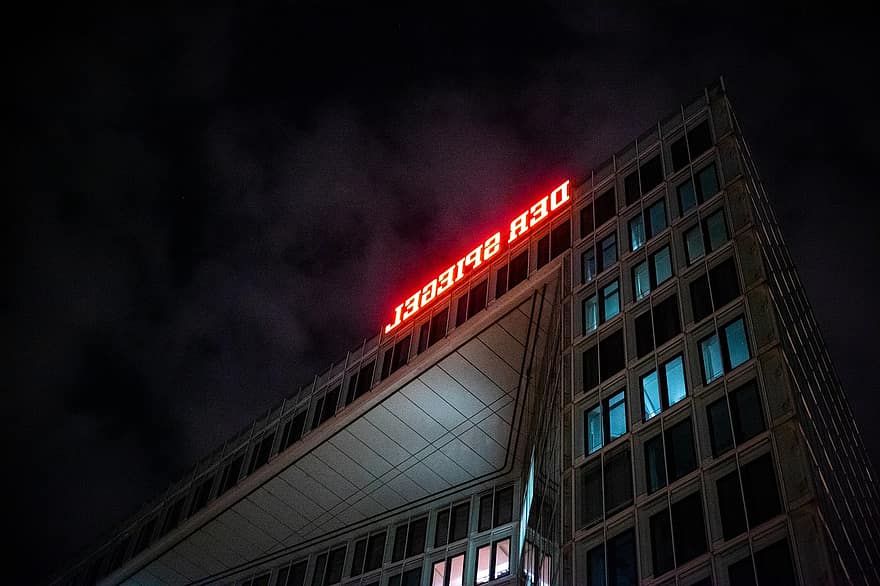 Der Spiegel, Headquarters, Building, Night, Architecture, Magazine, The Mirror, Hamburg, Germany, City, Urban