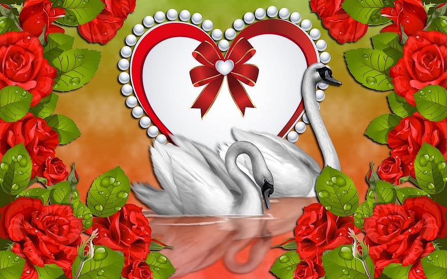 corazón, amor, día de San Valentín, embellecimiento, fondo