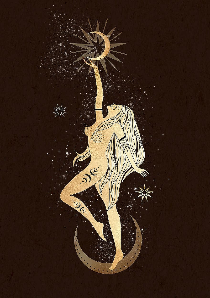 nữ thần, Moon Child, boho, phóng túng, Mặt trăng diệu kỳ, các ngôi sao, đàn bà