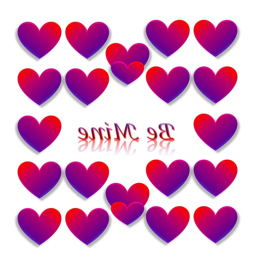 Valentine, Love, Heart, Be, Mine, Holiday, Symbol, Red, Purple, Violet, Gradient