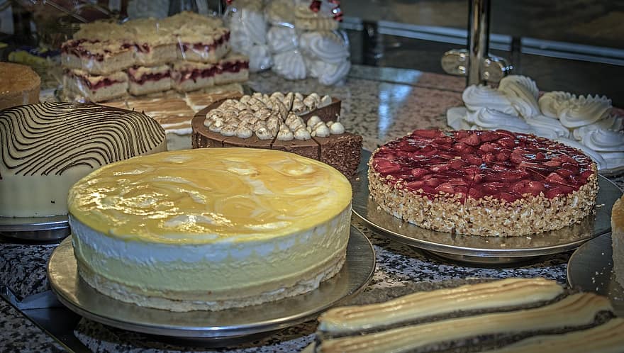 kaker, kake, søt, spise, nydelig, bake, bursdagskake, feiring, bakeri, kafe, dessert