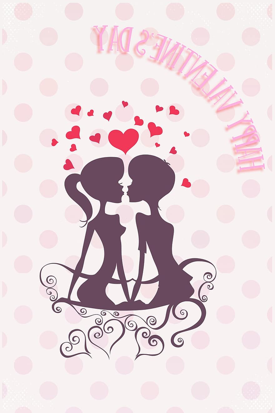 liefde, paar, paar-, kus, hart-, Valentijn, Valentijnsdag, ansichtkaart, gift, bericht