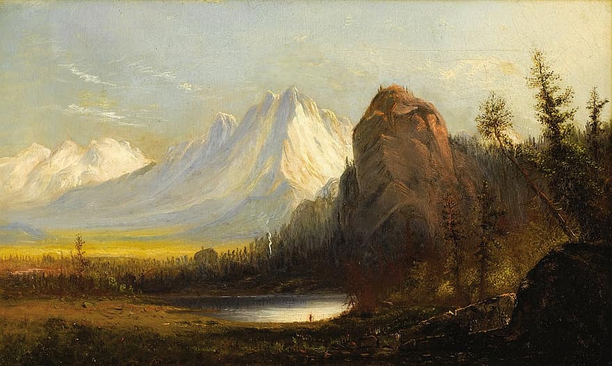 Albert Bierstadt, Malerei, Kunst, künstlerisch, Öl auf Leinwand, Landschaft, Himmel, Wolken, Natur, draußen, Land