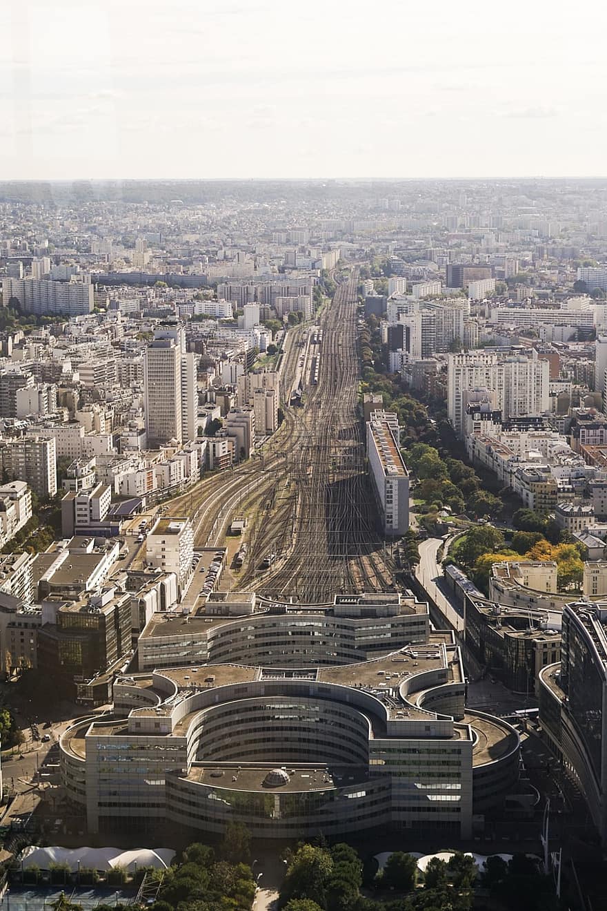 stad, Frankrijk, Parijs, luchtfoto, architectuur, stedelijk, gebouwen