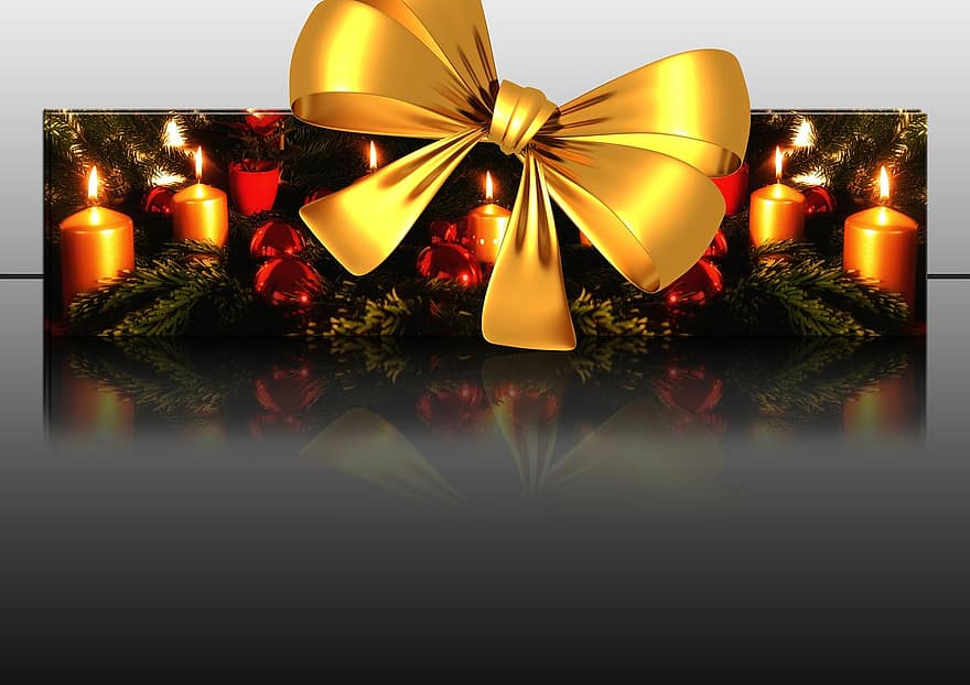 laço, presente, cartão de Natal, cartão, vela, Estrela, advento, véspera de Natal, Natal, festival, época de Natal