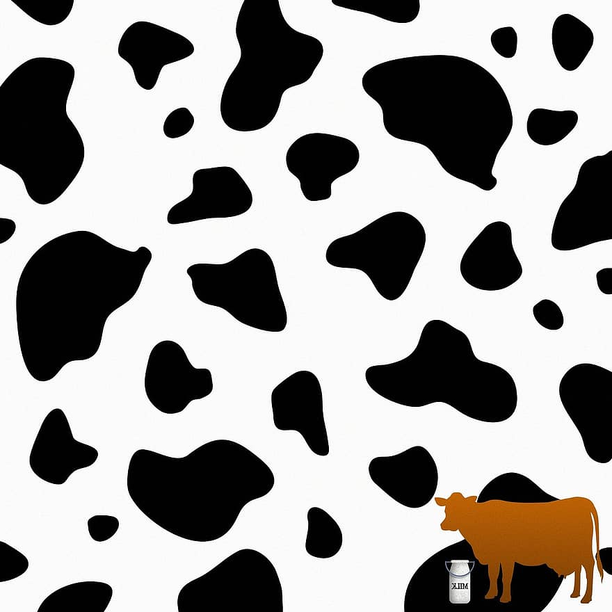 krowa, dzbanek mleka, wzór, tło, western