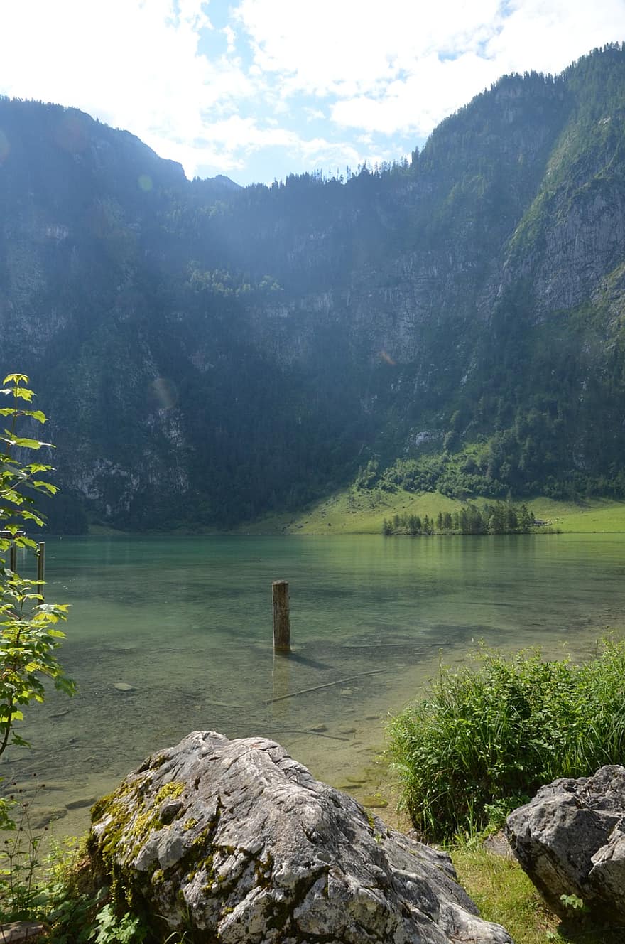 königssee, ežeras, bergsee, bavaria, berchtesgaden, Alpių, kalnai, žygiai, pobūdį, vaizdas, idiliškas
