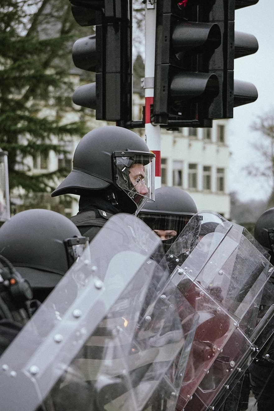 la policia, protesta, Luxemburg, demostració
