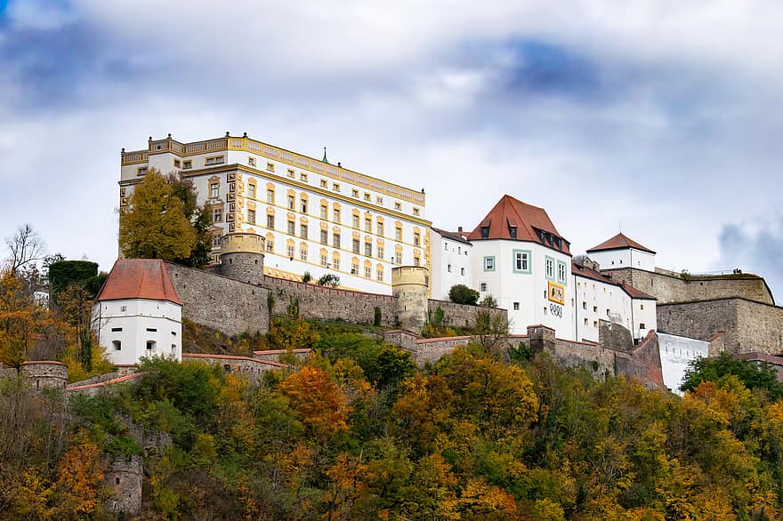 Németország, veste oberhaus, erőd, Passau, kastély, építészet, esik