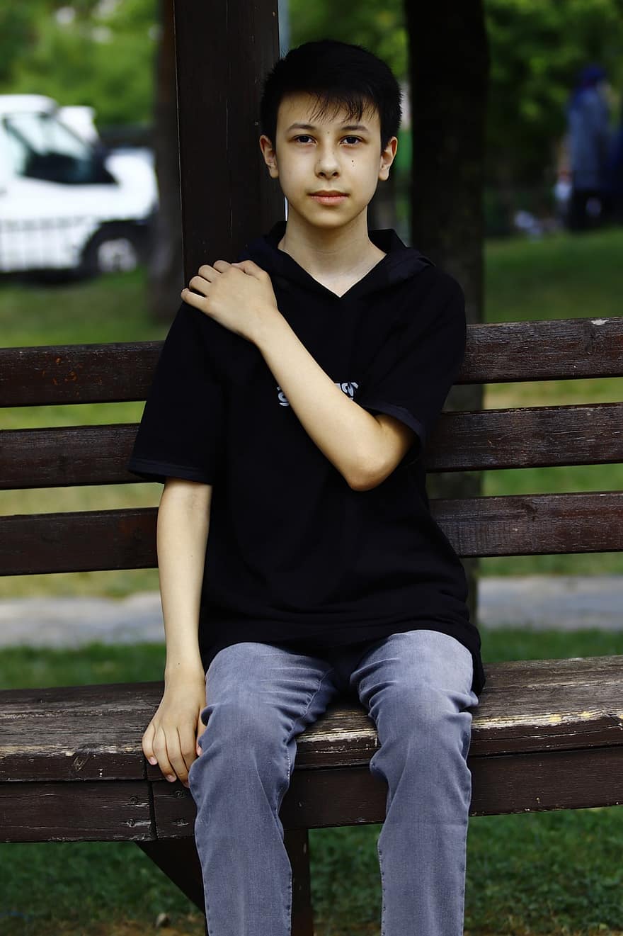 Child, Boy, Park, Fashion, one person, boys, portrait, sitting, lifestyles, males, looking at camera