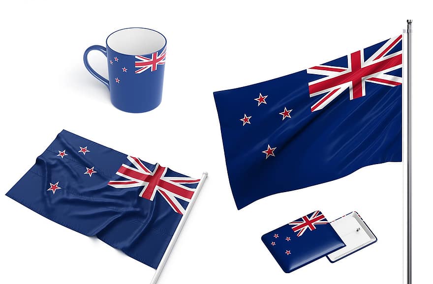 země, vlajka, Nový Zéland, národní, symbol