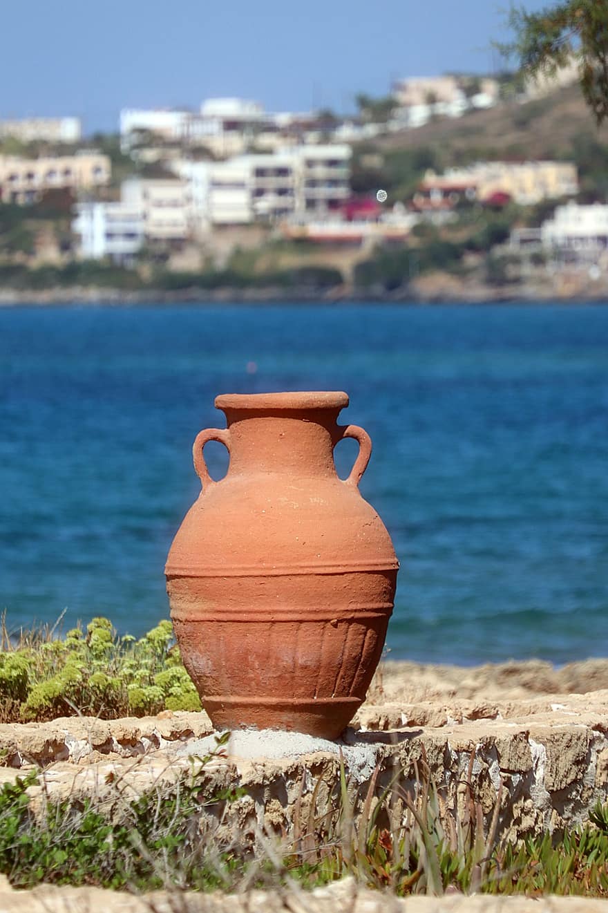 Coast, Vase, Greece, Amphora, Crete