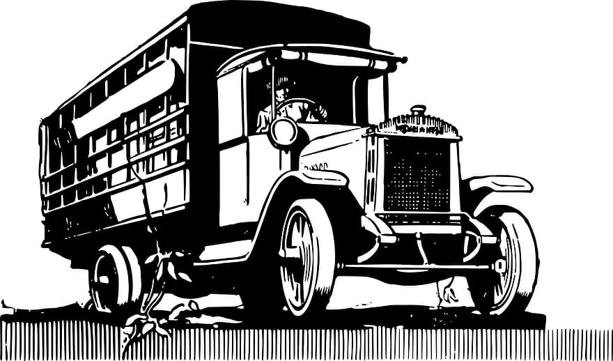 вантажівка, Вінтаж, автомобільний, кліп, мистецтво, важкий, великий, ретро, автомобіль, 40-ті, Ретро 50-х років