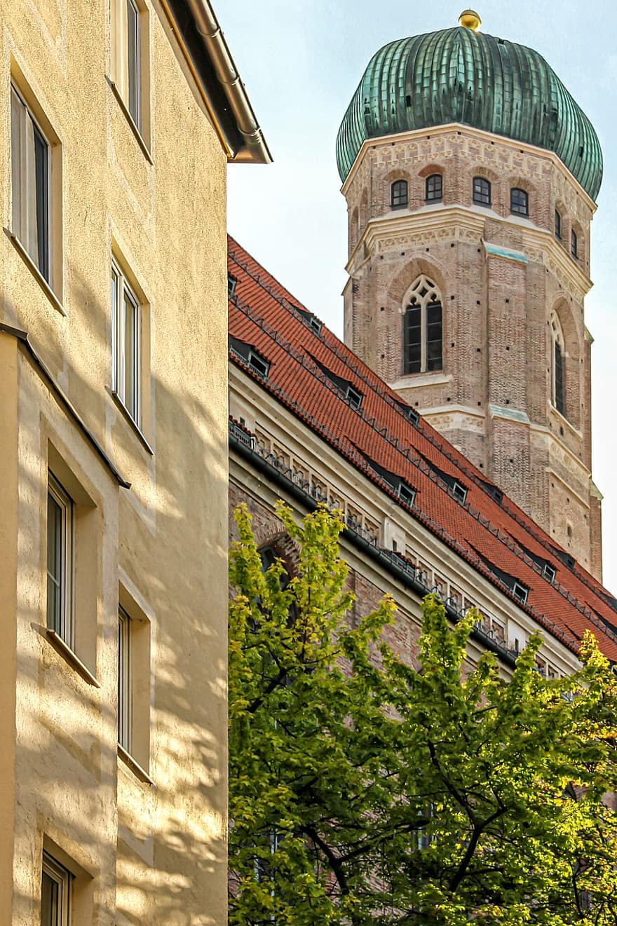Mnichov, frauenkirche, věž, sekce, zblízka, bavaria, historicky, budova, architektura, Zajímavosti, perspektivní