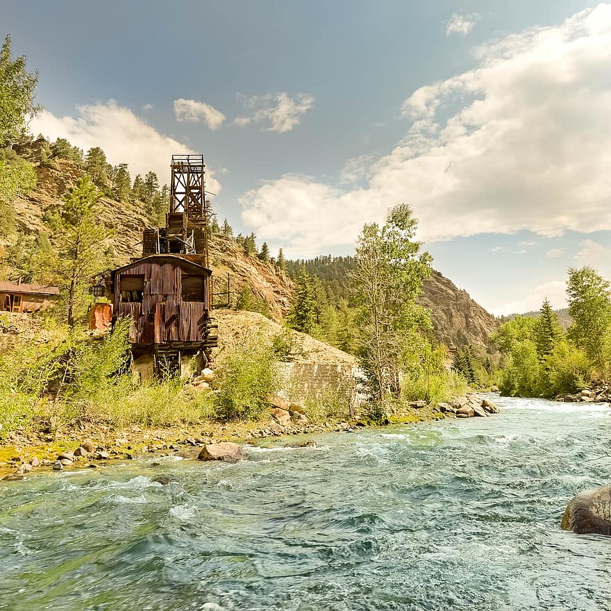 la nature, rivière, en plein air, Idaho Springs, Colorado, Clear Creek, forêt, Montagne, paysage, eau, été