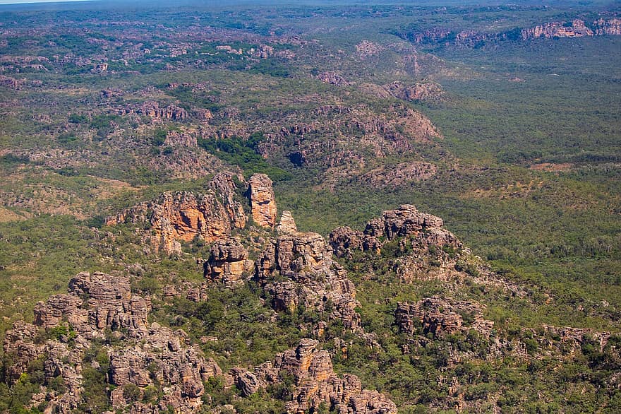 Kakadu National Park, bergen, Bos, panorama, kakadu, bergketen, landschap, natuur, Australië