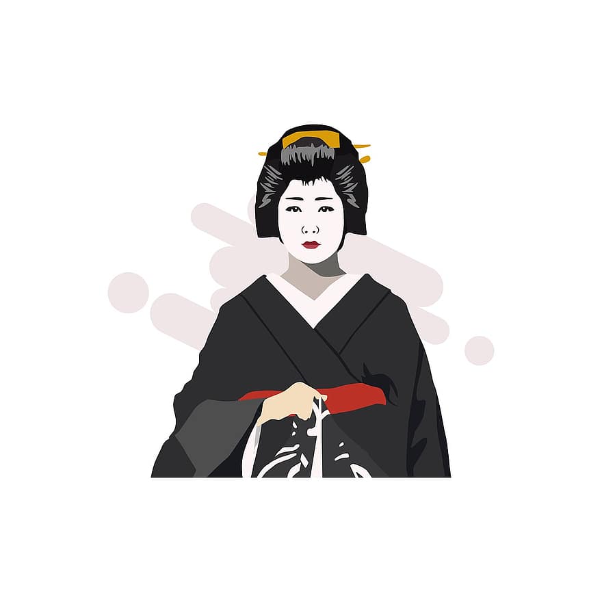 Dame, geisha, Japonais, art, portrait, kimono, asiatique, modèle, fille, femme, robe