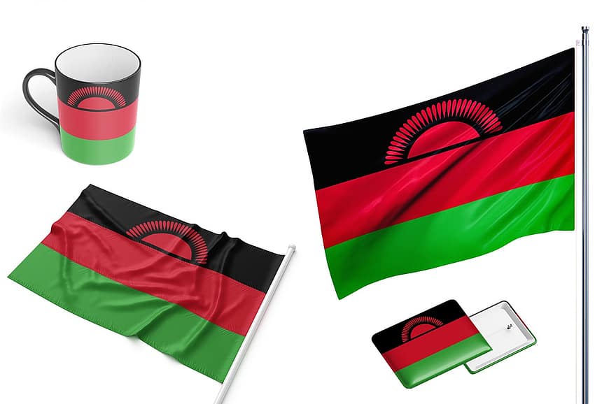 malawi, país, bandera, nacional, vaso, diseño, identidad