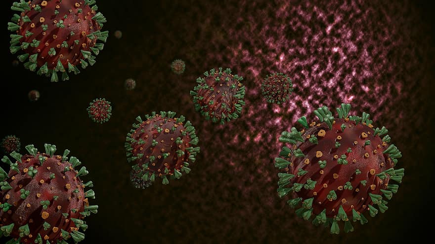коронавіруси, Віріон, Шипковий білок, Мембранний білок, Дихальна, вторгнення, COVID-19, мікроскопічний, захворювання, вірус, біологія