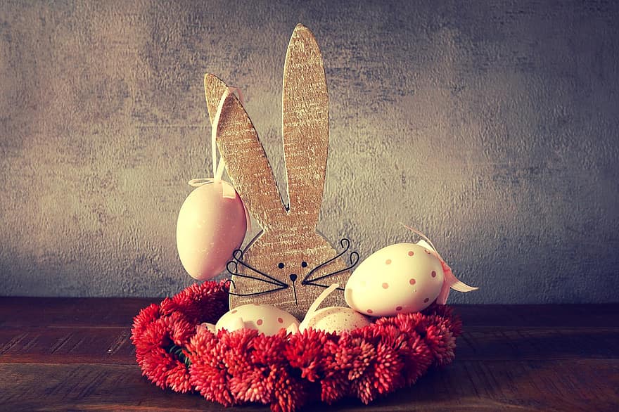 Pasqua, conill de Pasqua, ou de Pasqua, ous, fix, trobar, amagar-se, buscant, decoració, celebració, fusta