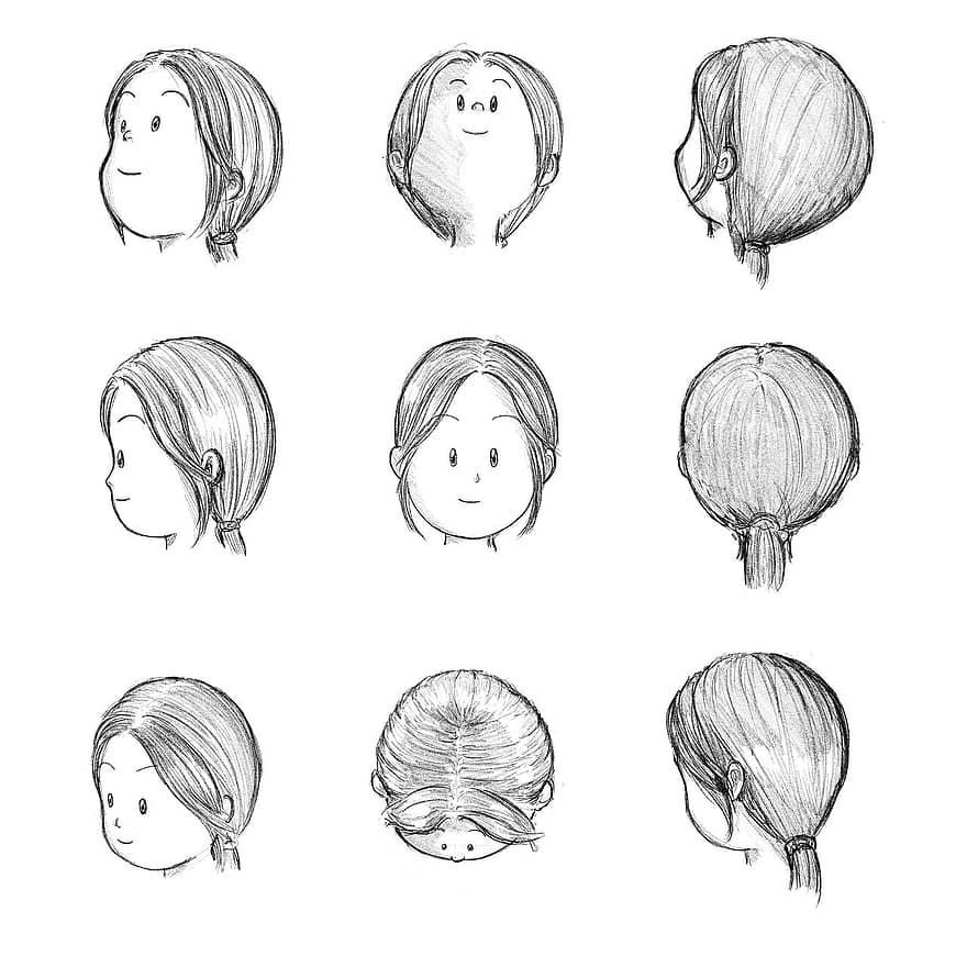 face, desenhando, menina, fêmea, retrato, desenhar, pessoas, cabelo, cabeça, anime, humano