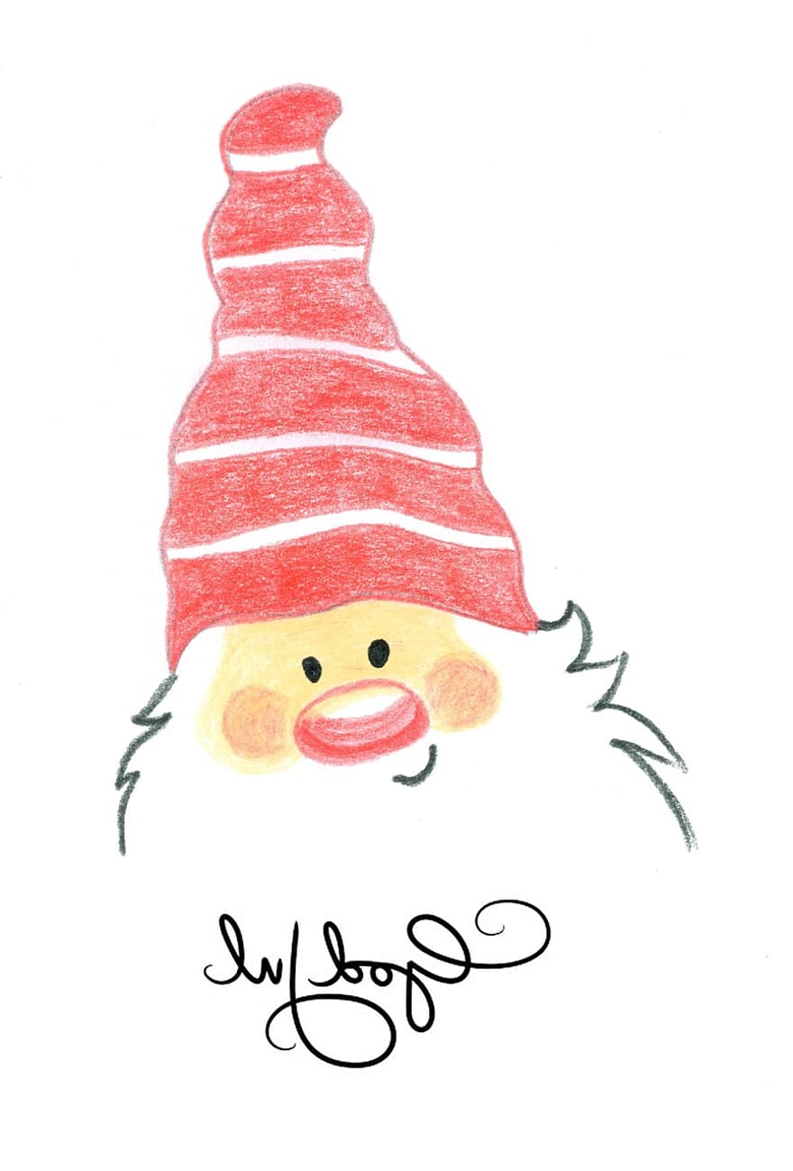 Дед Мороз, клауса, красный, шапка, шапочка, дети, Рисование