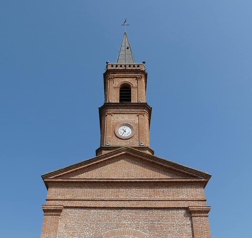 templom, épület, neogótikus, templomtorony, építészet, 1800, Occitania
