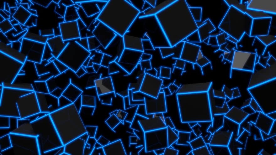 Wallpaper, Background Image, Abstract, Blue, Cube