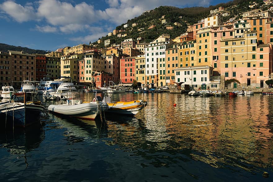kikötő, csónak, tenger, öböl, Liguria, Olaszország