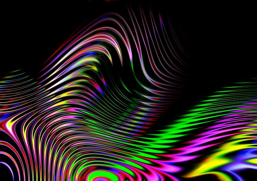 Wave, Abstract, Lines, Rainbow Colors, Colorful, Color, Design, Black, Pattern, Art