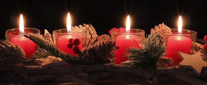 έμπνευση στεφάνι, έλευση, κεριά, φως, Χριστούγεννα, έλατα κεριά, κερί, φλόγα, Φωτιά, φυσικό φαινόμενο, φως κεριών