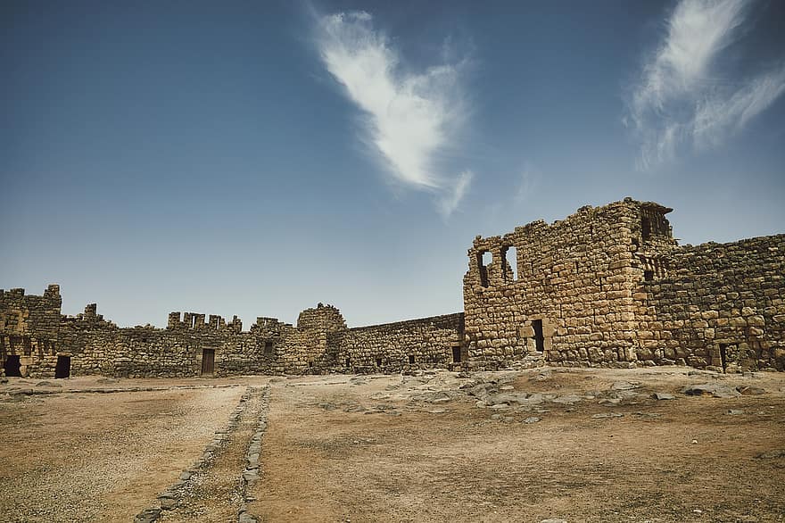 desert, castell, ruïnes, antic, vell, maons, arquitectura, històric, antiga ruïna, història, arruïnat