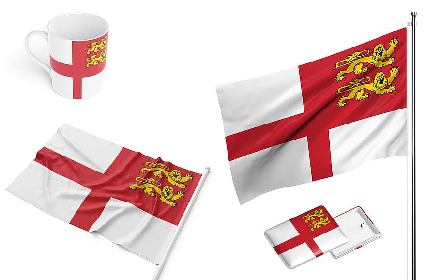 Pulau Sark, negara, bendera, tergantung, kebangsaan, cangkir, Desain