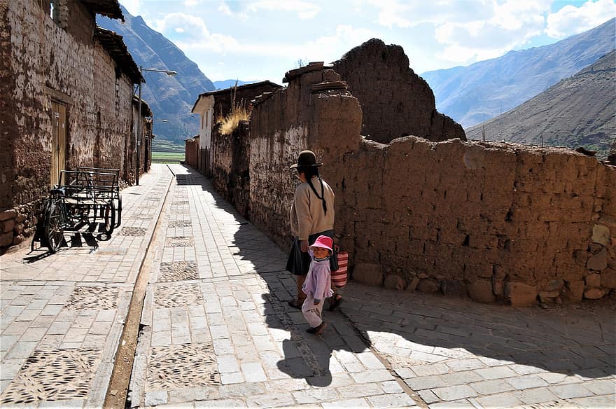 Peru, viagem, aldeia, mulher, criança, rua, turismo, homens, culturas, mulheres, arquitetura
