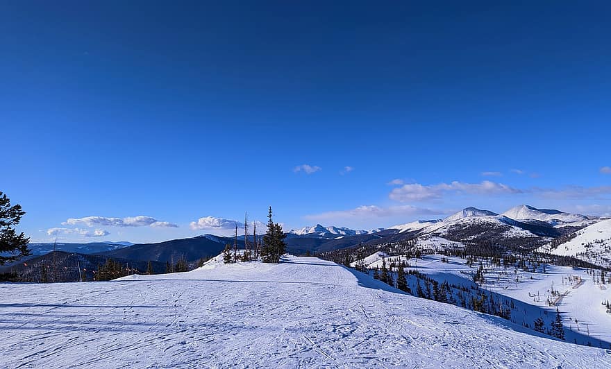 зима, зимни планини, небе, Колорадо, каране на ски, пистите, сняг, снежно, Колорадо планини, природа, пейзаж
