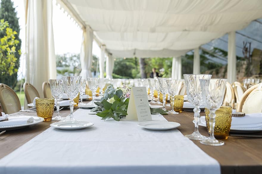 bord, bryllup, fest, romantisk, aftensmad, lancering, ægteskab, fade, luksus, Land, chic