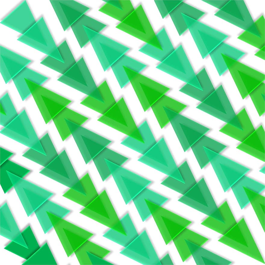 幾何学的な、3D、パターン、緑、色合い、三角形、矢印、ポインタ、方向、移動、混沌