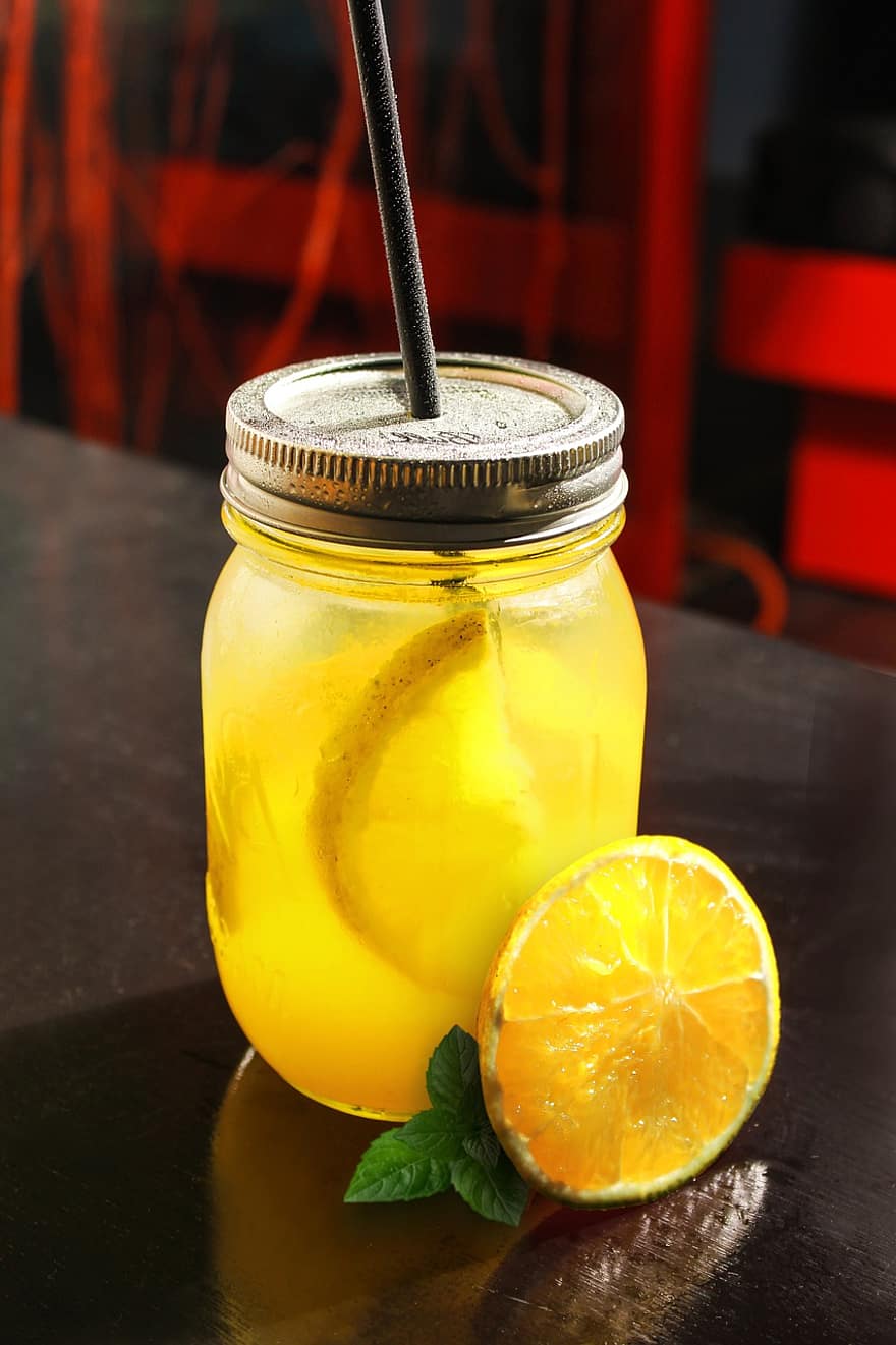 citronsaft, dryck, Fruktdryck, juice, kall dryck, citrus-, tropisk dryck, Tropisk dryck, mason burk, cocktail