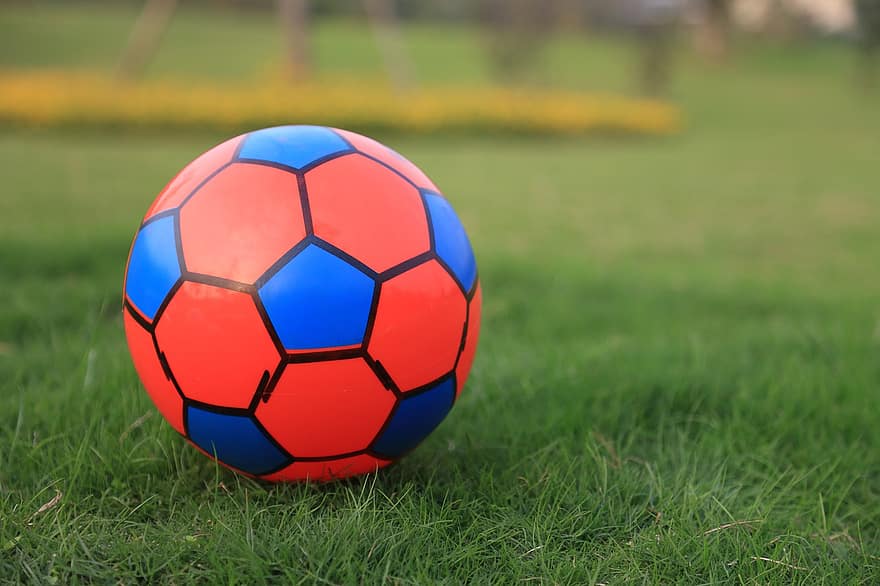 топка, играчка, трева, поле, футболна топка, играя, игра, спорт