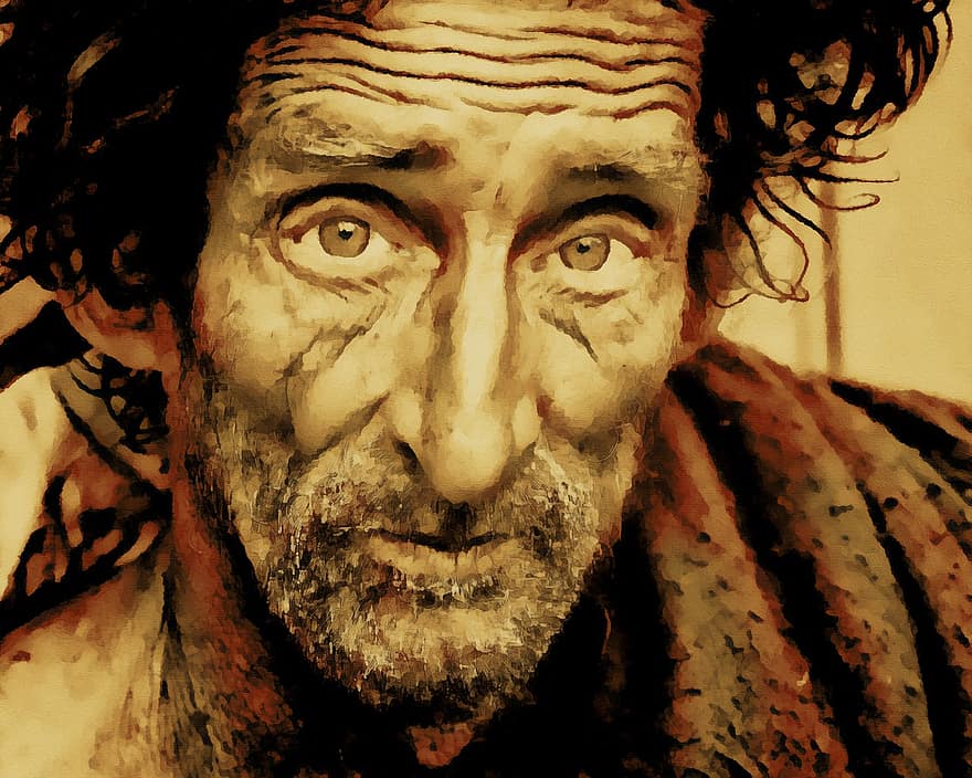 남자, 노숙자, 가난, 남성, 사람, 비애, 슬퍼, 고독한, 인간의, 늙은, 장로